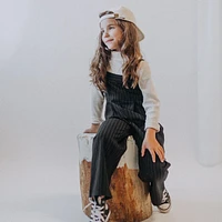 BLACK AND WHITE STRIPED JUMPSUIT COTTON GABARDINE, CHILD