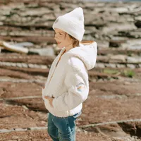 IVORY SHERPA VEST WITH HOOD