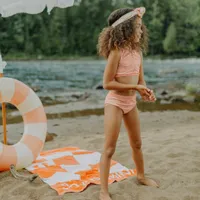 PINK TWO-PIECE SWIMSUIT WITH SMALL BUTTERFLIES