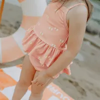 PINK TWO-PIECE SWIMSUIT WITH SMALL BUTTERFLIES