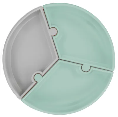 Puzzle Plate - River Green/Grey
