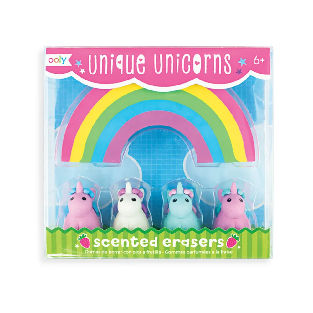 unique unicorn strawberry scented erasers