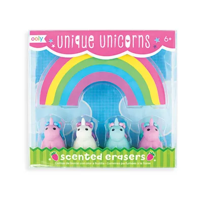 unique unicorn strawberry scented erasers