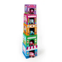 stackables nested cardboard toys and cars set - rainbow town