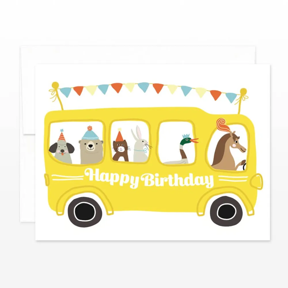 School Bus Birthday Card