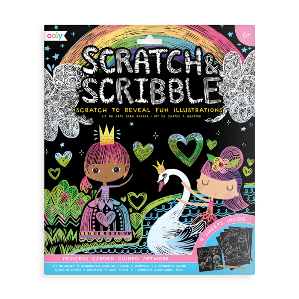 princess garden scratch and scribble scratch art kit