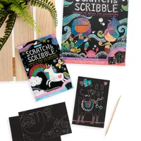 funtastic friends scratch and scribble mini scratch art kit