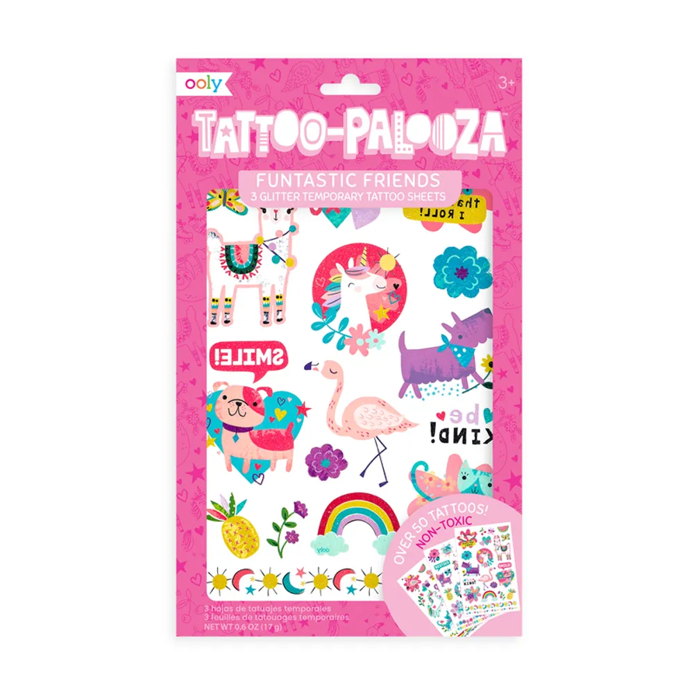 tattoo-palooza temporary tattoos - funtastic friends - 3 sheets