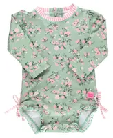 Tea Roses Long Sleeve One Piece Rash Guard