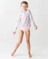 Vibrant Flamingo Long Sleeve Zipper Rash Guard Two Piece