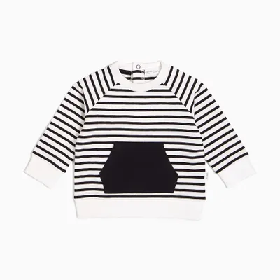 BLACK & WHITE STRIPED CREW NECK SWEATER