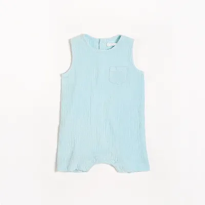 FIRSTS Azzurro Sleeveless Romper with Organic Cotton