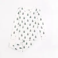 Festive Trees Print on Off-White PJ Set (2 pcs.)