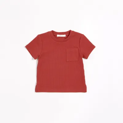 Pocket Ribbed T-Shirt - Rust