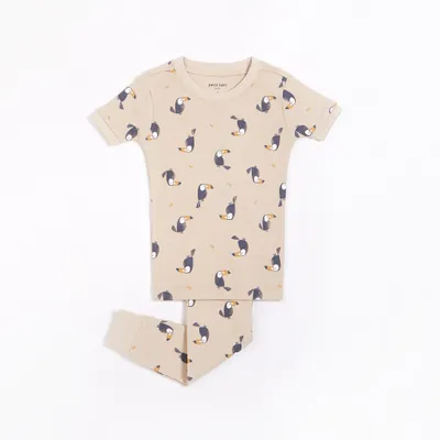 Toucan Print on Taupe Short-Sleeved PJ Set