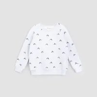 Mountain Peaks Print on Light Grey Terry Sweatshirt