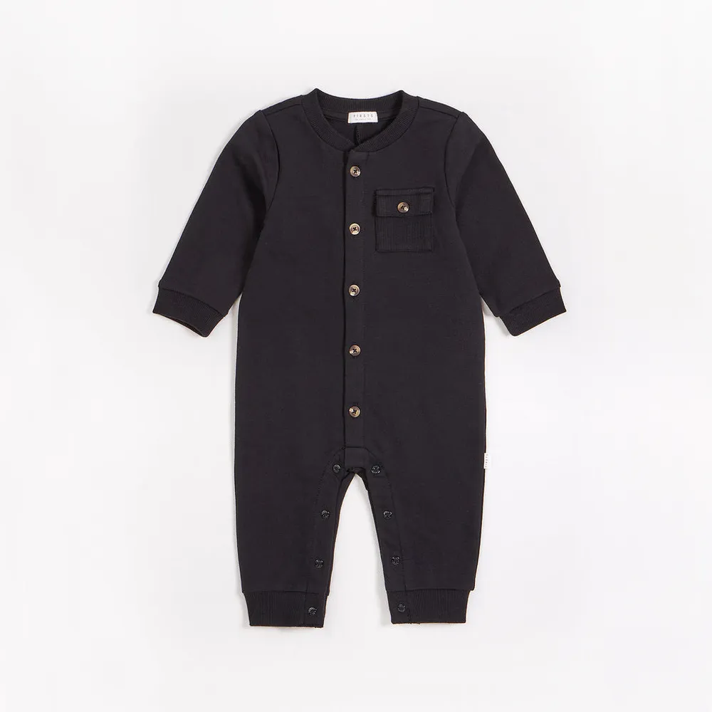 Caviar Black French Terry Playsuit