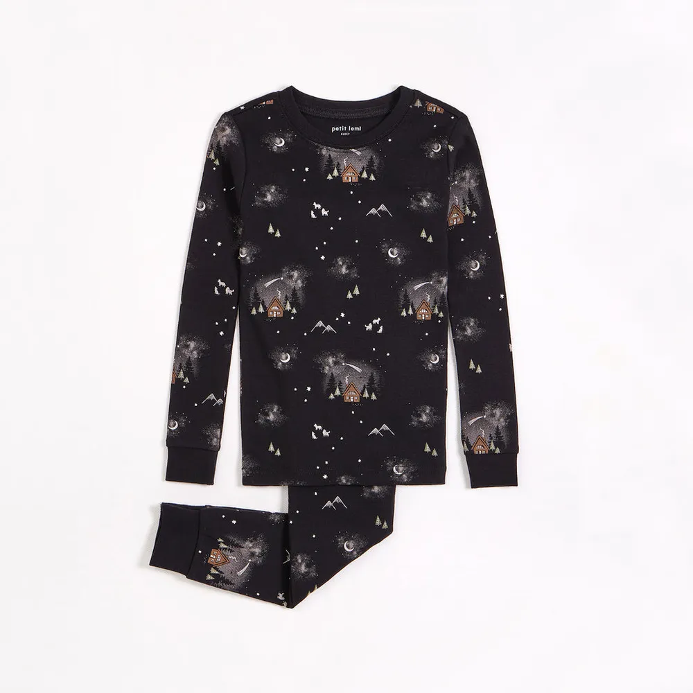 Cozy Cabin Print on Nightsky PJ Set