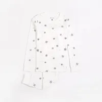 Snowflake Print on Off-White PJ Set