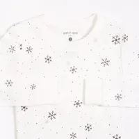 Snowflake Print on Off-White PJ Set