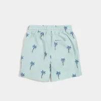 Palm Tree Print on Seafoam Swim Short