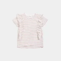 Sandstone Dobby Striped Top with Frills