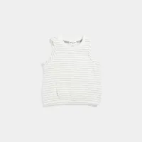 Light Grey Yarn-Dye Stripe Sleeveless Top