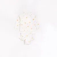 Sunrise Print on Off-White Ruffle-trimmed Swim Set (2 pcs.)