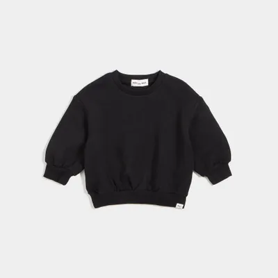 "Miles Basics" Pure Black Puff Sweatshirt