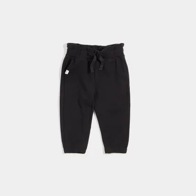 "Miles Basics" Pure Black Ruffle Jogger