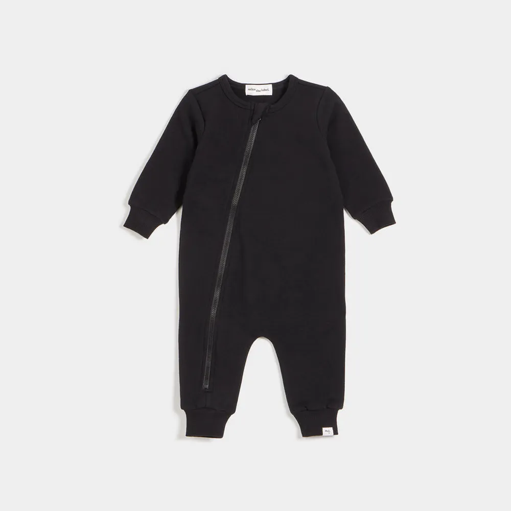 "Miles Basics" Pure Black Playsuit