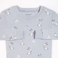 Bunny Print on Light Blue Infant PJ Set