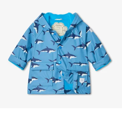 Swimming Sharks Colour Changing Baby Raincoat