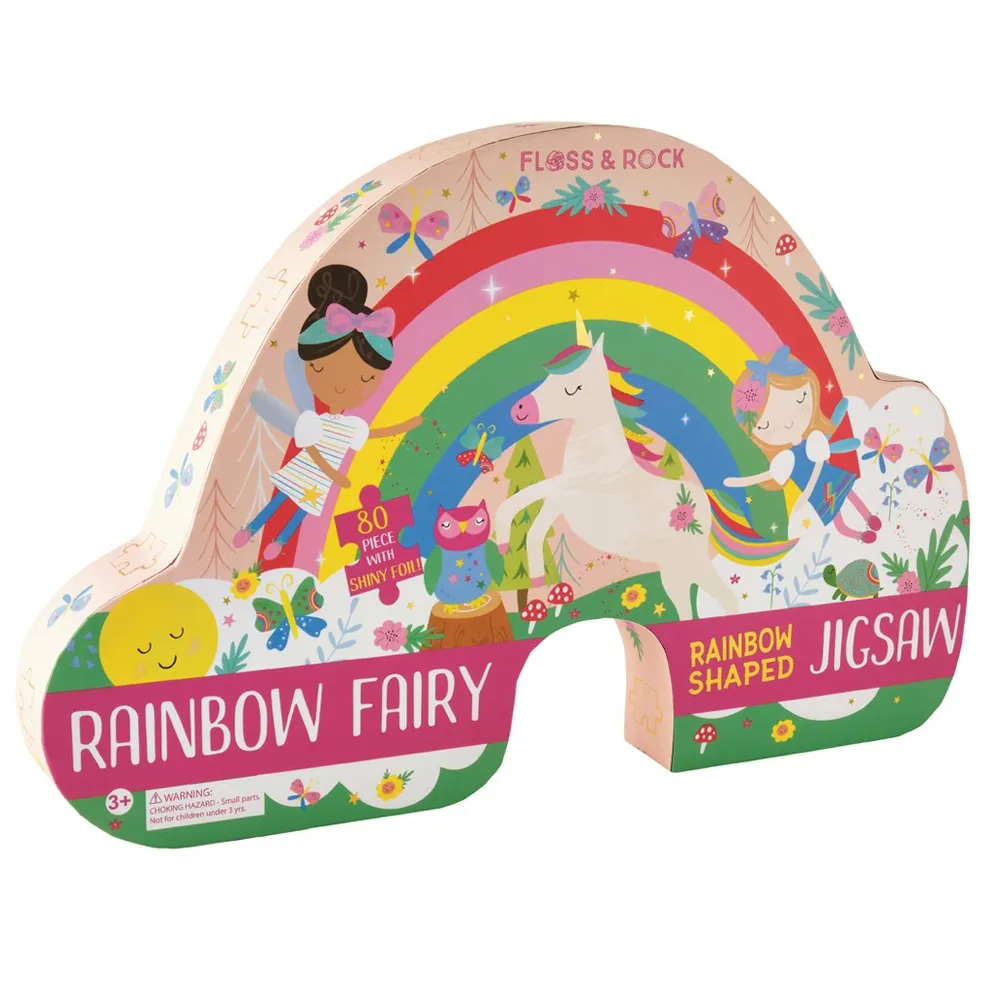 80 PIECE "RAINBOW" SHAPED JIGSAW WITH SHAPED BOX - RAINBOW FAIRY