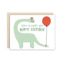 Dinosaur with Balloon Birthday Card