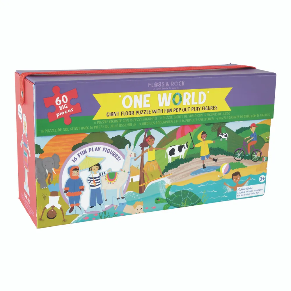 60PC GIANT FLOOR PUZZLE WITH POP OUT PIECES - ONE WORLD