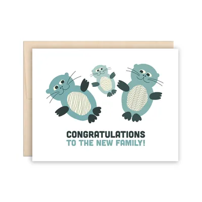 Cute Otter New Baby New Family New Parents Greeting Card