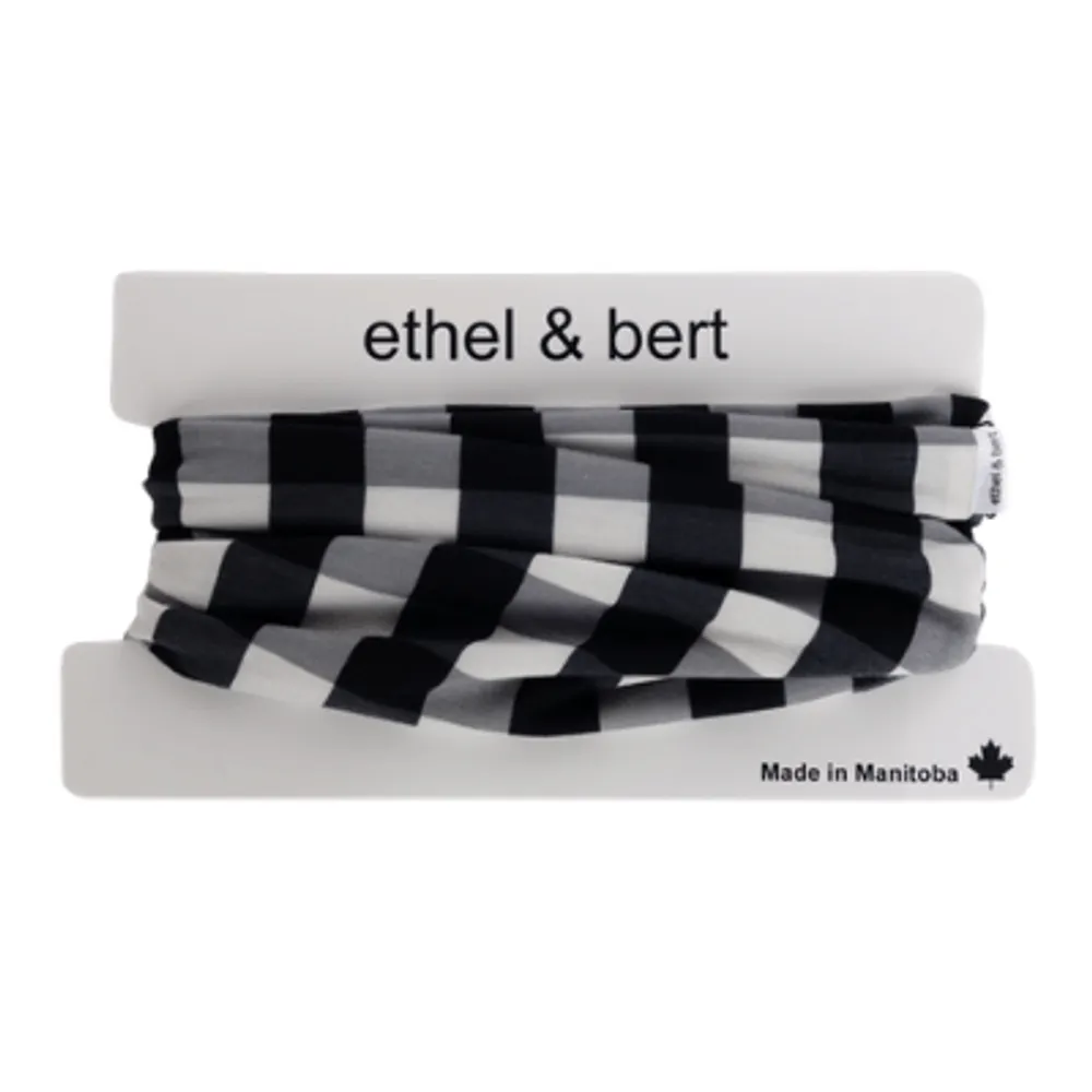 Infinity Scarf - Black and White Buffalo Plaid