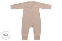 Basics Bamboo Cotton Long Sleeve Romper - Warm Taupe