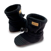 Adjustable Stay-Put Cozy Fleece Booties | Black