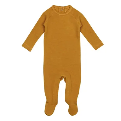 Corduroy Raglan Footie Butterscotch