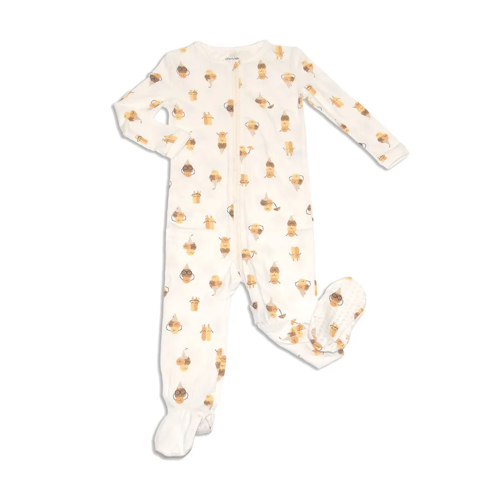 Organic Cotton Zip Up Footies (Icy Pals Print)