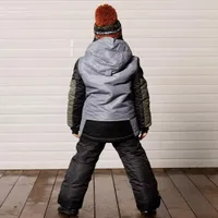 Two Piece Snowsuit Colorblock Black and Textured Gray