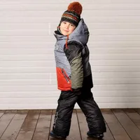 Two Piece Snowsuit Colorblock Black and Textured Gray