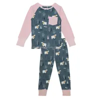 Organic Cotton Two Piece Pajama Set Bear Print "Glow the Dark"