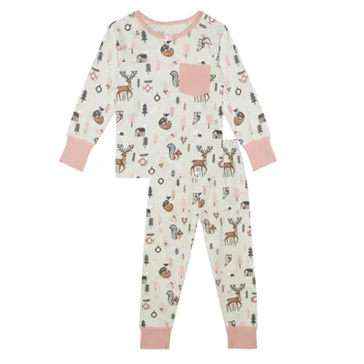 Organic Cotton Two Piece Pajama Set Enchanted Forest