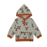 Organic Cotton Hooded Holiday Moose Printed Top