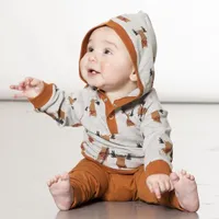 Organic Cotton Hooded Holiday Moose Printed Top