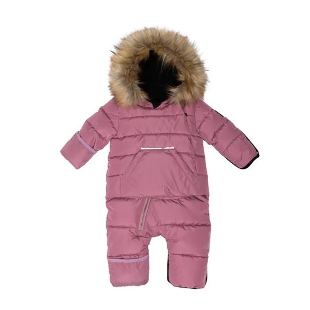 Soft Mauve Hooded Winter Puffer 1-Piece Snowsuit