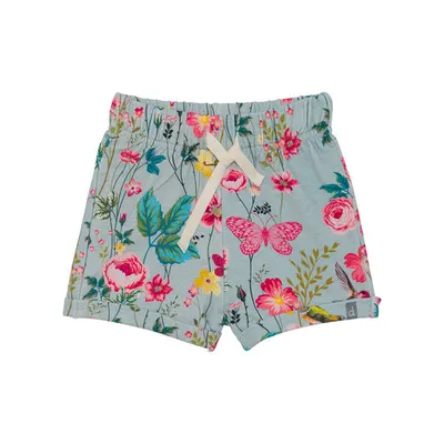 Printed French Terry Short, Botanical Flower Green